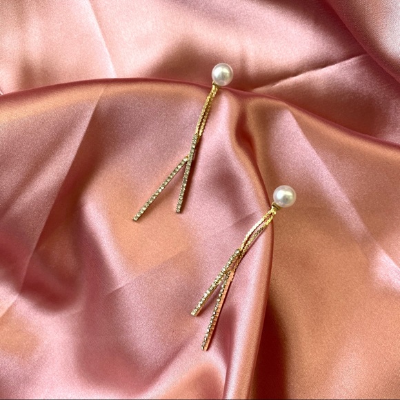 💕Last one Faux Pearl Wire Threader Thread Earrings - Picture 7 of 9